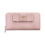 Prada Saffiano Ribbon Round Zipper Long Wallet 1 Ml506 ztm Pink