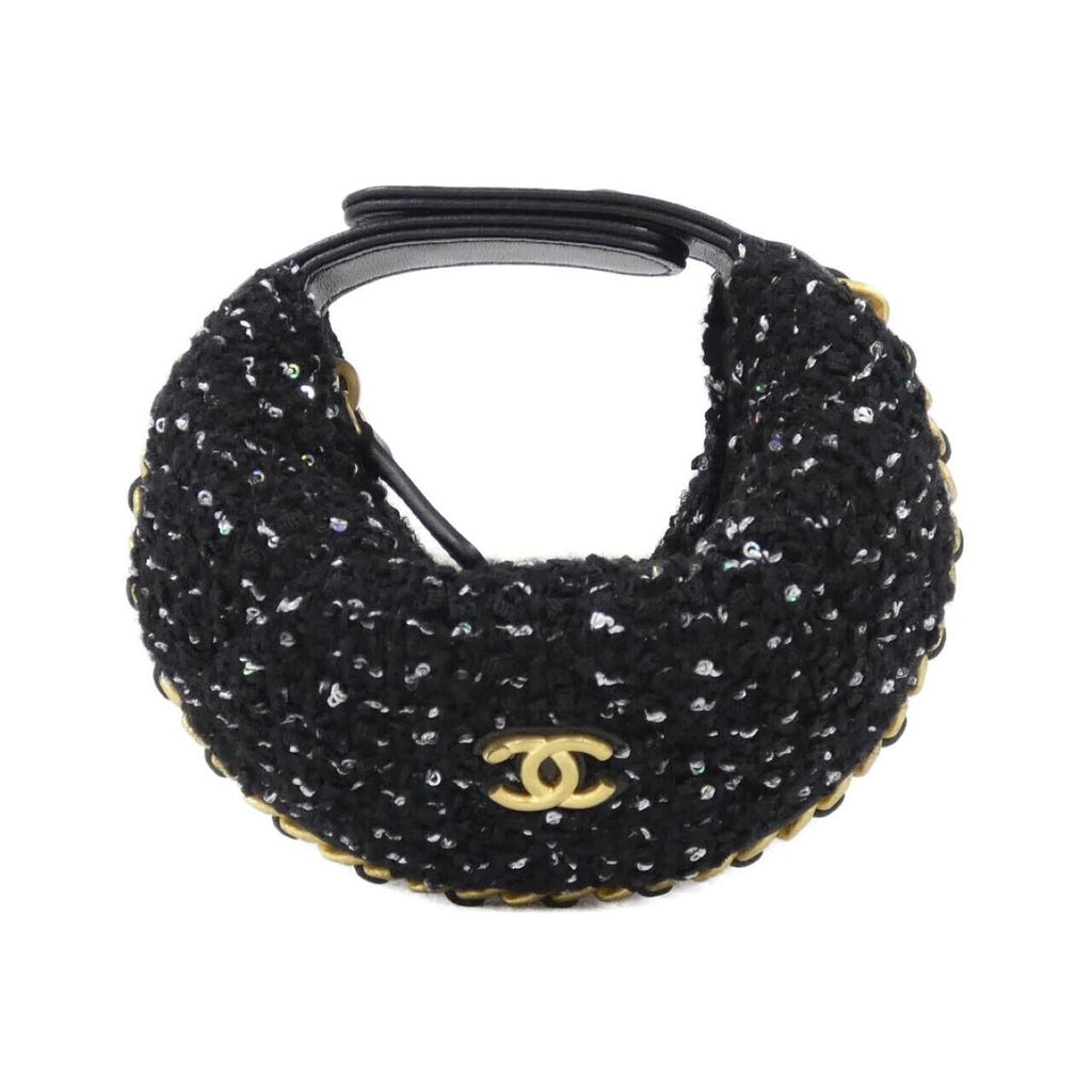 Chanel Pouch Wool Tweed Black Mat