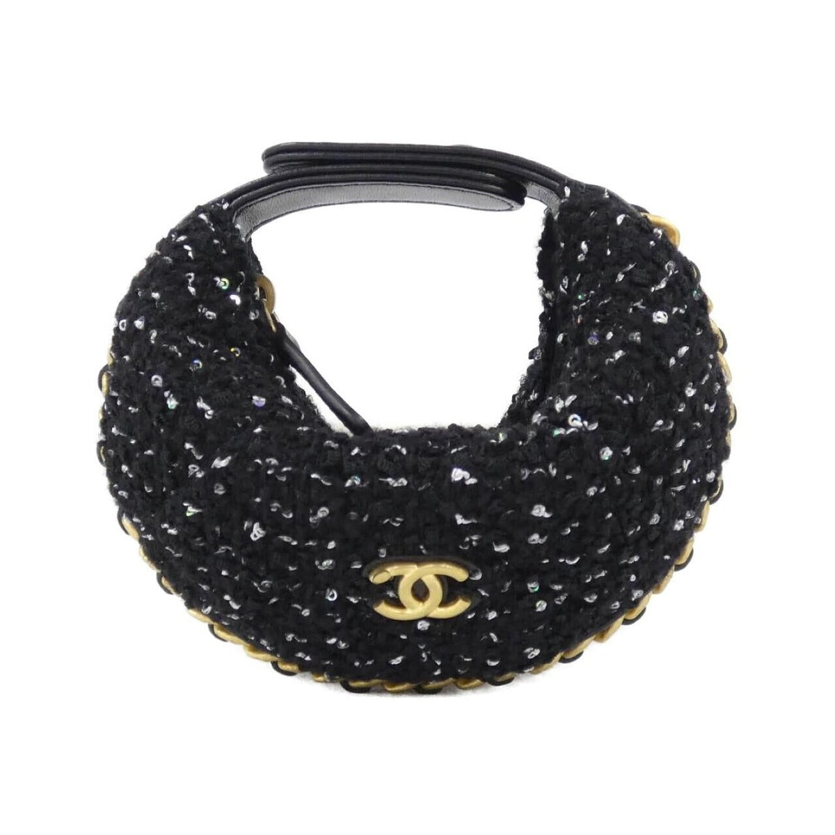 Chanel Pouch Wool Tweed Black Mat