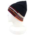 Hermes Twist Cashmere Series Button Beanie Knit Cap Navy Multicolor L — view 3