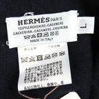 Hermes Twist Cashmere Series Button Beanie Knit Cap Navy Multicolor L — view 8