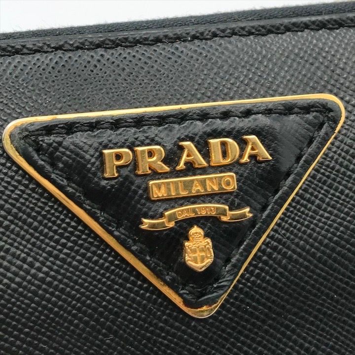 Prada Big Logo Saffiano Zip Around Wallet Black — view 9
