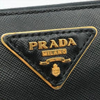 Prada Big Logo Saffiano Zip Around Wallet Black — view 9
