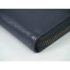 Prada Saffiano Leather Round Zipper Long Wallet Navy — view 6