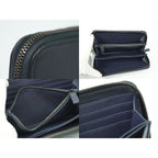 Prada Saffiano Leather Round Zipper Long Wallet Navy — view 8