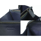 Prada Saffiano Leather Round Zipper Long Wallet Navy — view 9
