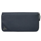 Prada Saffiano Leather Round Zipper Long Wallet Navy