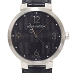 Louis Vuitton Watch Tambour Damier Black Dial Quartz Polished
