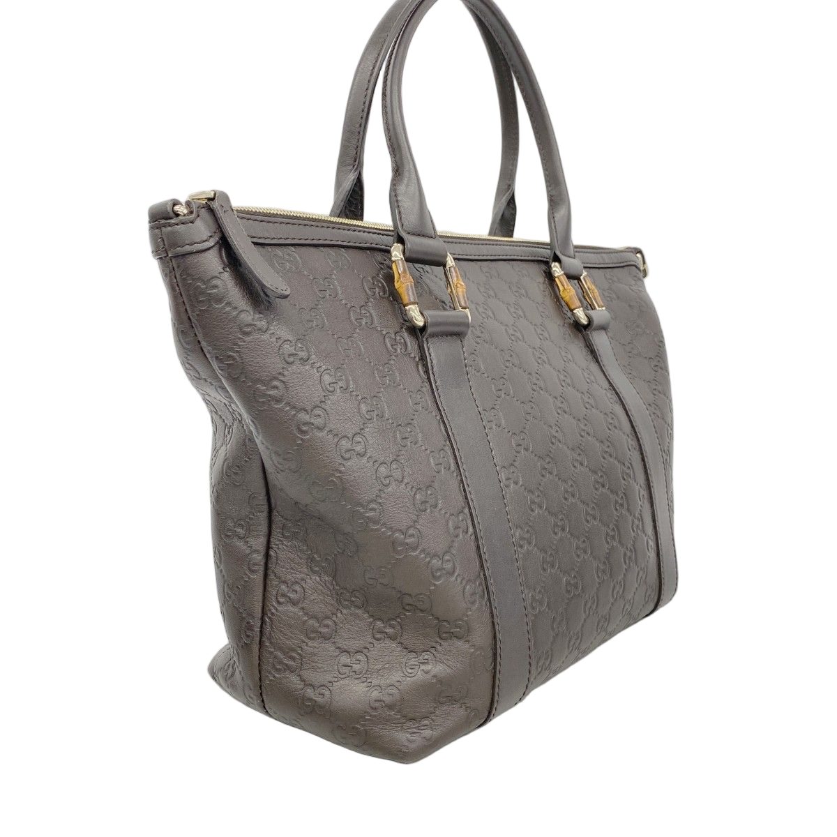 Gucci Tote Guccissima Bamb Leather Brown Champagne Gold — view 2