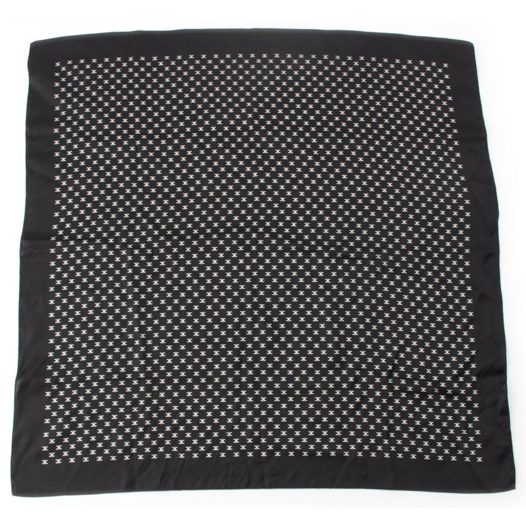 Celine Silk Triomphe Logo Large Scarf Black White