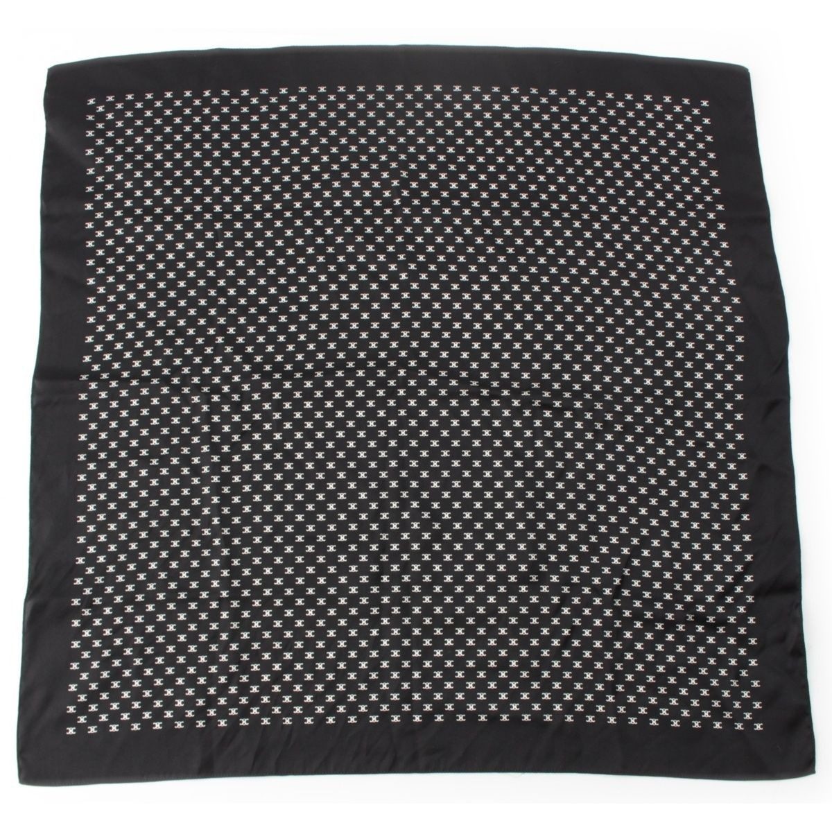 Celine Silk Triomphe Logo Large Scarf Black White