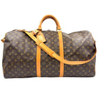Louis Vuitton Keepall Bandouliere 60 Monogram Leather Brown Light Boston