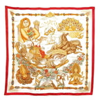 Hermes Lematin Neuf New Morning Carre 90 Large Scarf White Red