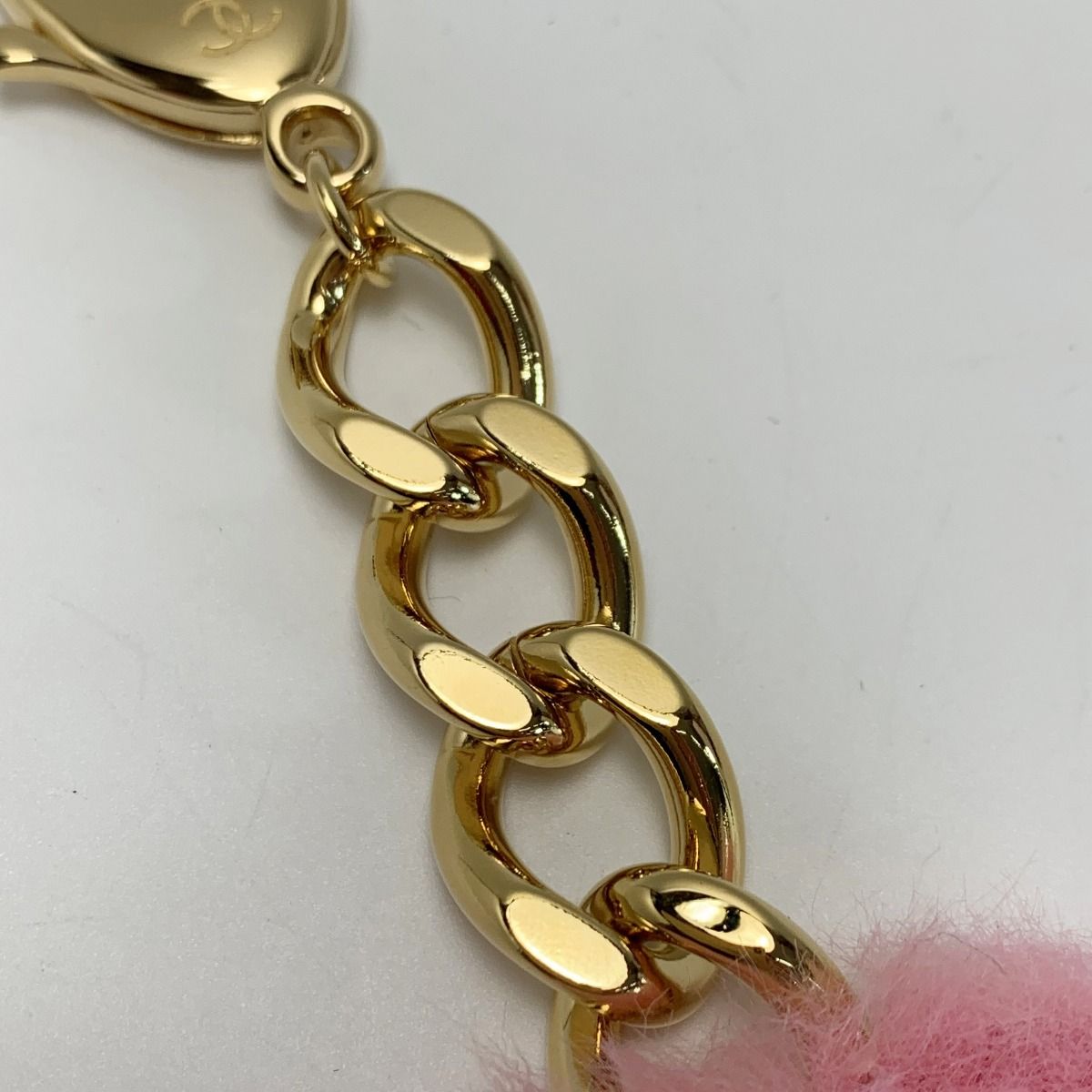 Chanel B24 C Coco Mark Pink Fur Key Holder Charm — view 4