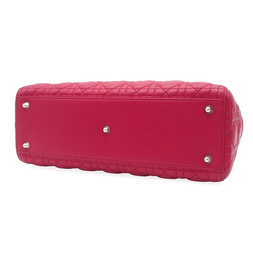 Dior Large Red Lambskin Cannage 2-Way Shoulder Bag — view 4