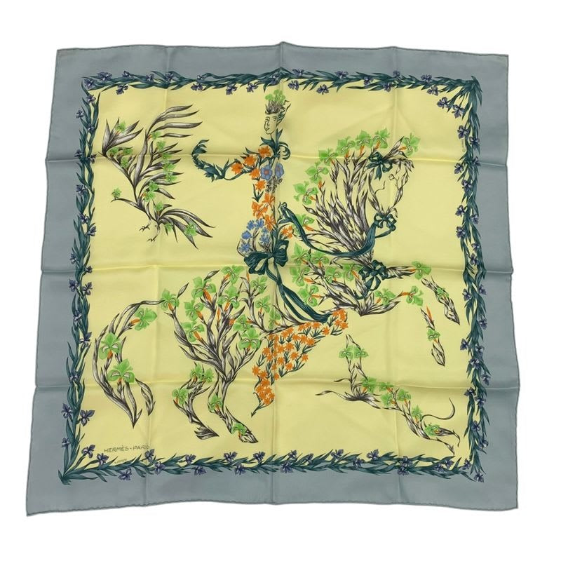 Hermes Hd'origny Blooming Horse Silk Scarf Multicolor