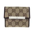 Gucci GG Canvas Compact Wallet W Hook Bifold Beige