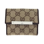 Gucci GG Canvas Compact Wallet W Hook Bifold Beige