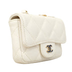 Chanel Pochette Mini Quilted Caviar Leather White Champagne Gold — view 2
