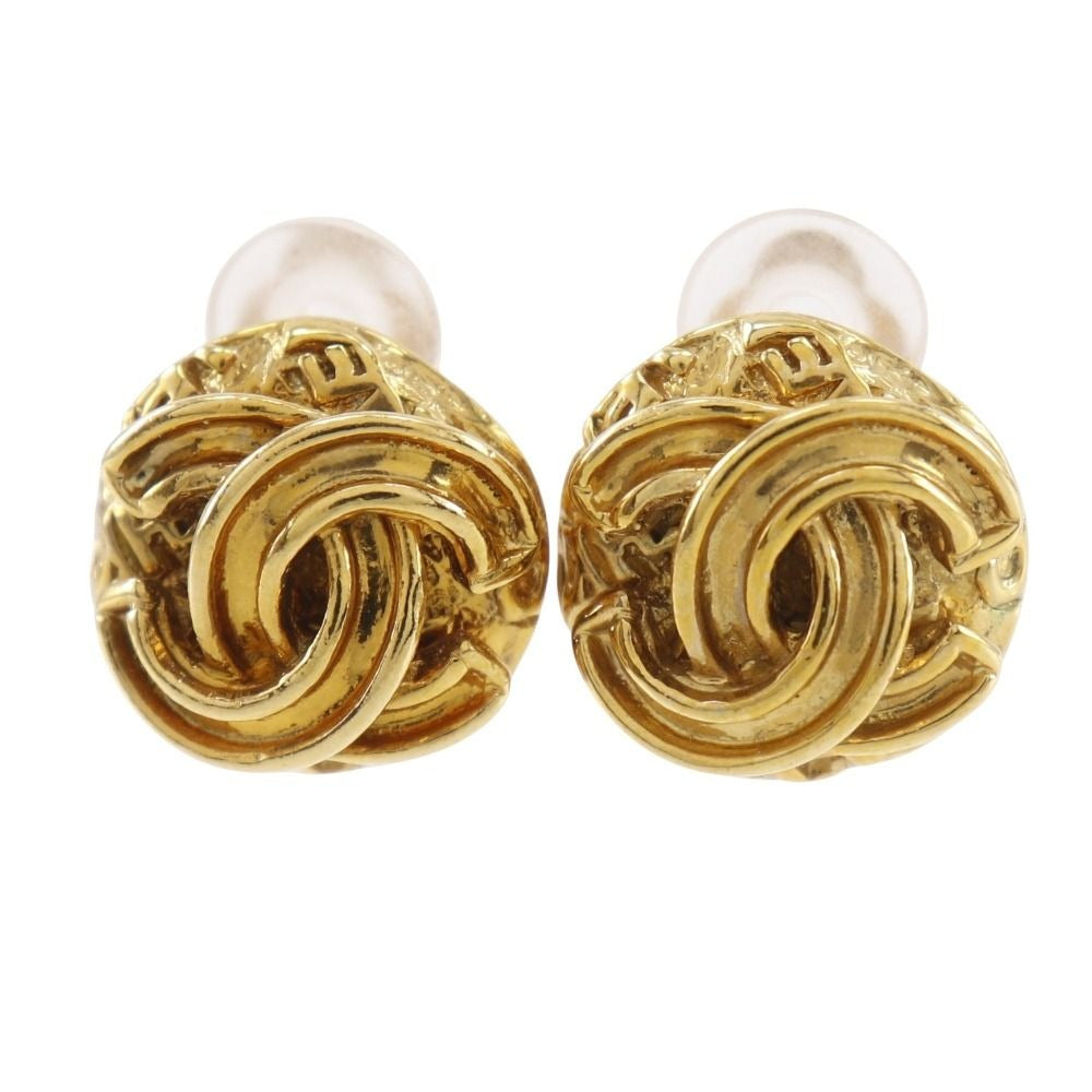 Chanel CC Logo Vintage Gold Plated Earrings