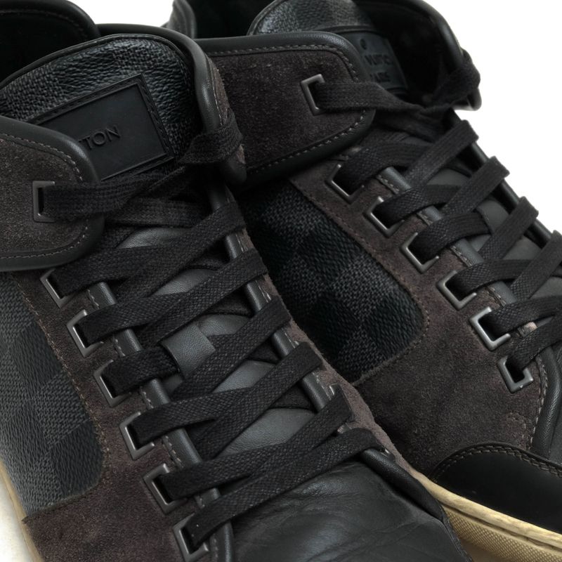 Louis Vuitton Shoes Sneakers High Cut Men Leather Gray Damier Graphite — view 5