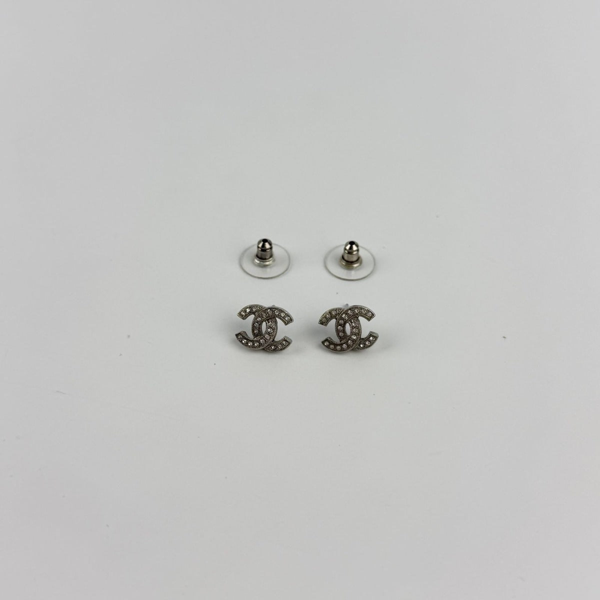 Chanel CC Logo Earrings Silver Vintage — view 3