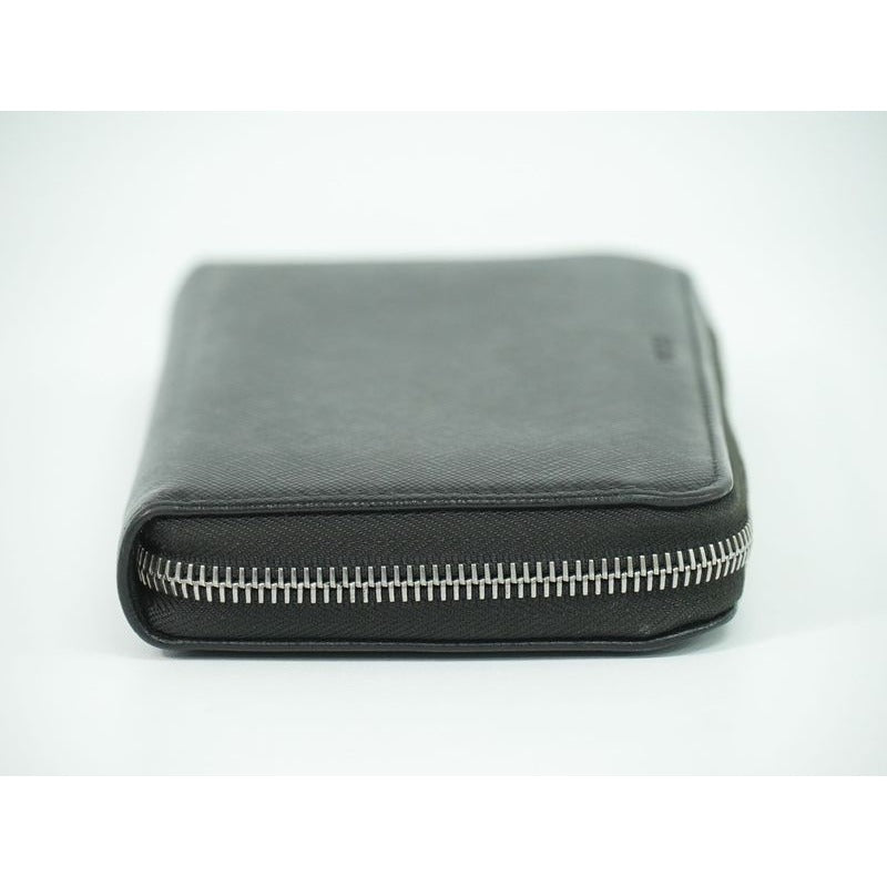 Prada Saffiano Leather Round Zipper Long Wallet Black — view 4