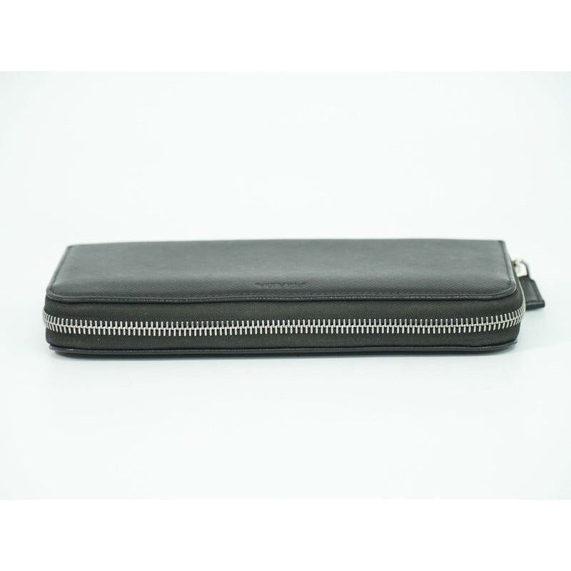 Prada Saffiano Leather Round Zipper Long Wallet Black — view 5