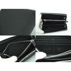 Prada Saffiano Leather Round Zipper Long Wallet Black — view 8