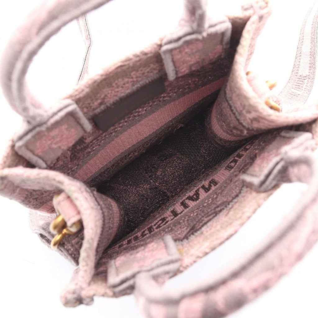 Dior Handbag Book Tote Mini Pink Gray Canvas Vertical — view 3