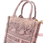 Dior Handbag Book Tote Mini Pink Gray Canvas Vertical — view 6