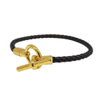 Hermes Bracelet Leather Glenan Black Gold Hardware Size — view 2
