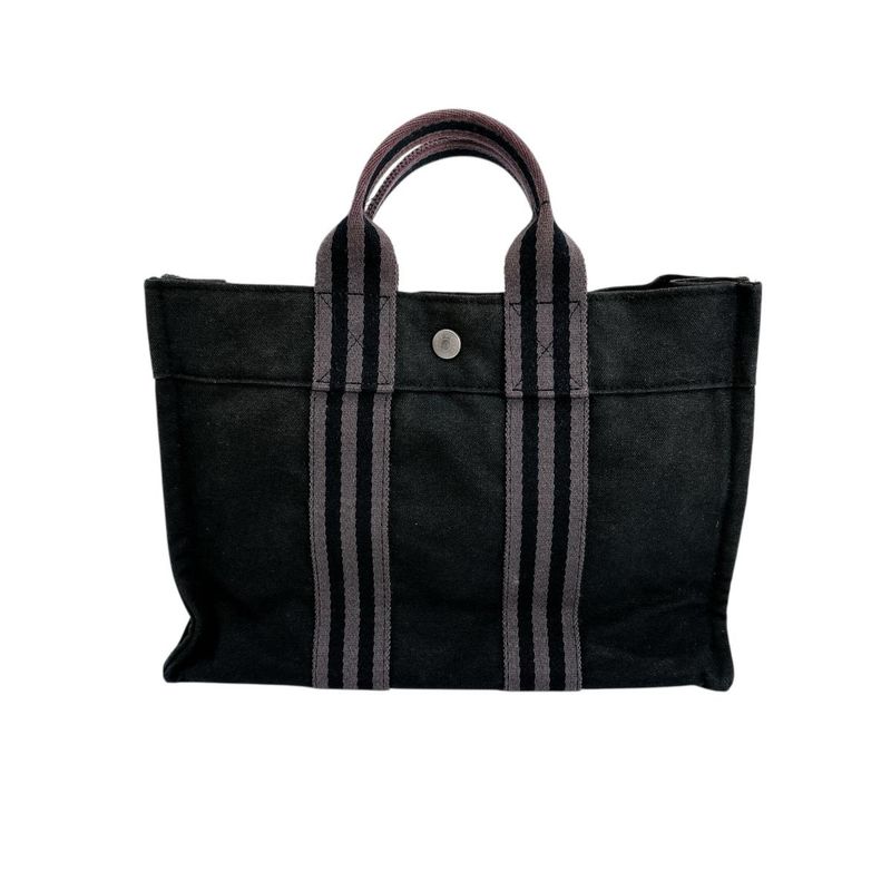 Hermes Canvas Handbag Fourre Tout PM Tote Bag Black — view 2