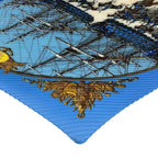 Hermes Scarf Silk Pleated Marine ET Cavalerie Sea and Cavalry Blue — view 5