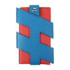 Hermes H Tag Card Holder Case Chevre Rouge Blue Silver Hardware Periodica