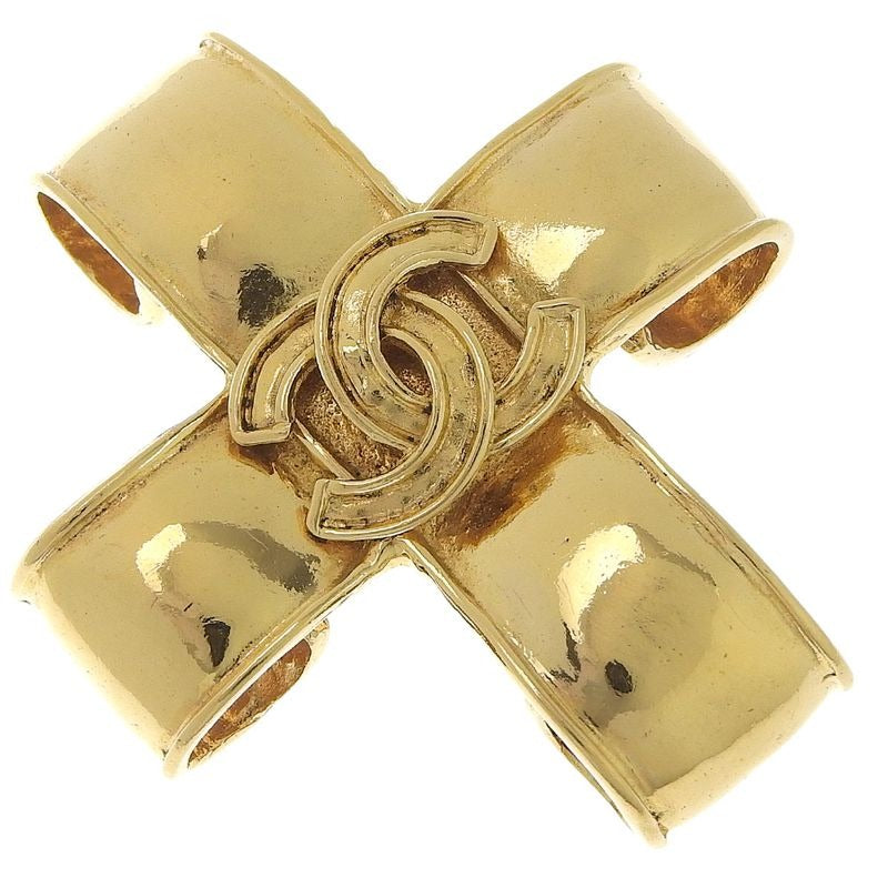 Chanel Cross Coco Mark Vintage Gold Plated 94 P 33 g Brooch — view 2