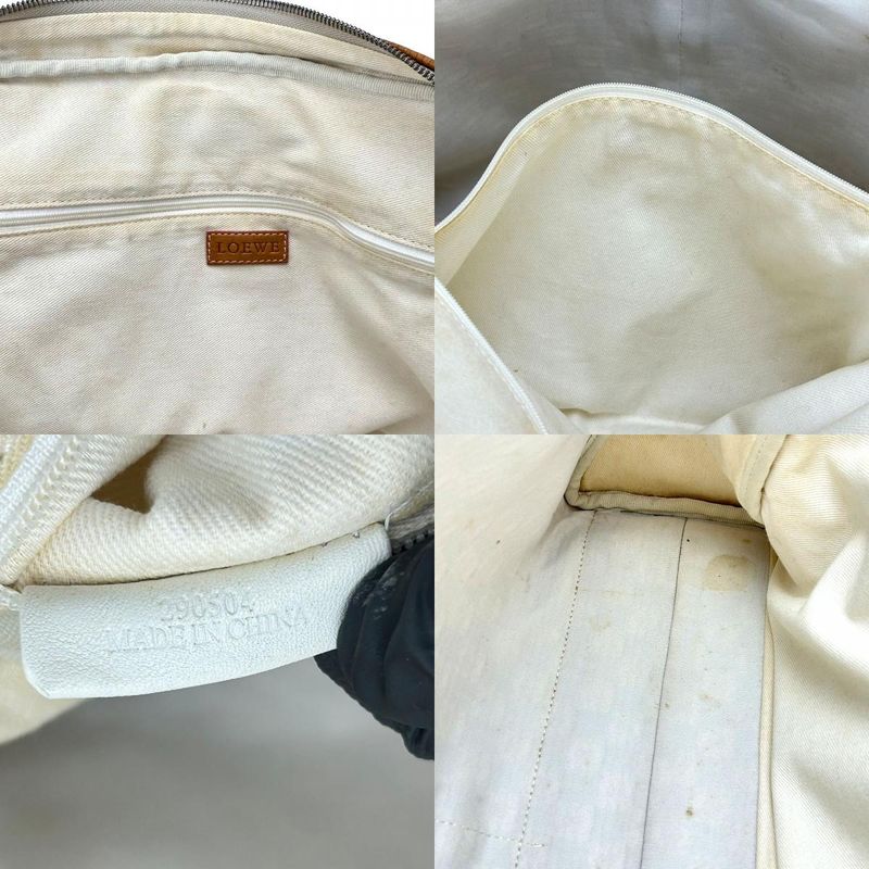 Loewe Tote Bag Anagram Canvas Leather Beige Brown Silver Hardware Business — view 7