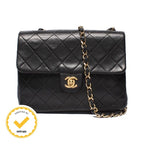 Chanel Chain Shoulder Bag Crossbody Gold Single