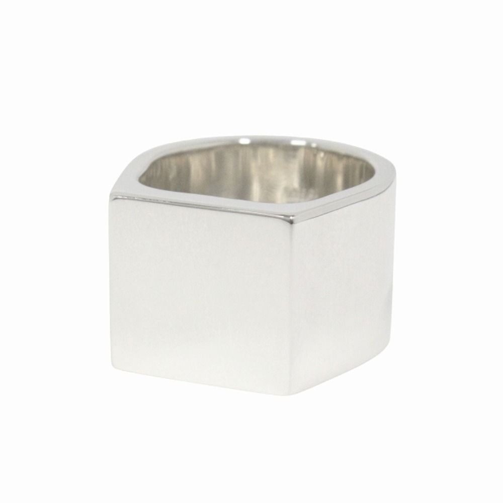 Gucci Polished Square Signet Wide Ring Seal Stand Silver — view 5
