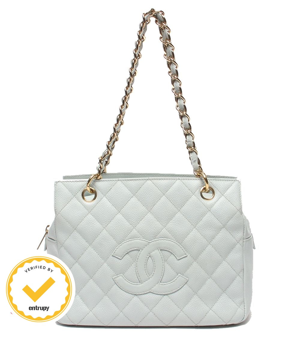 Chanel Chain Tote Shoulder Bag Gold Quilted CC Logo