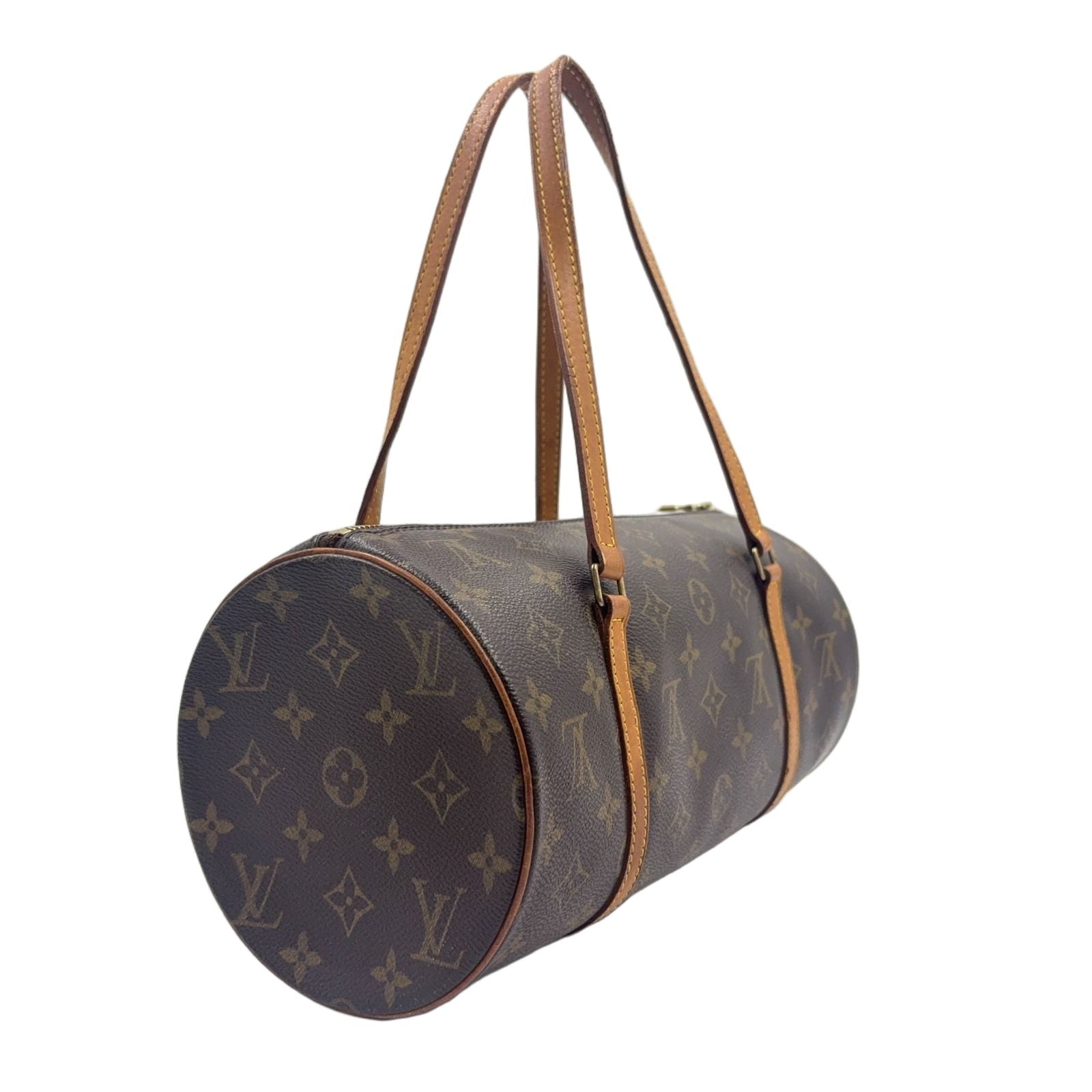 Louis Vuitton Papillon 30 Monogram Pouch Leather Brown Light Handbag Gold — view 2