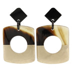 Hermes D'alva Bicolor Buffalo Horn Brown Gold 14.0 g Earrings — view 2
