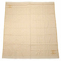 Chanel Large Shawl CC Mark Beige Wool Fringe