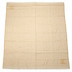 Chanel Large Shawl CC Mark Beige Wool Fringe
