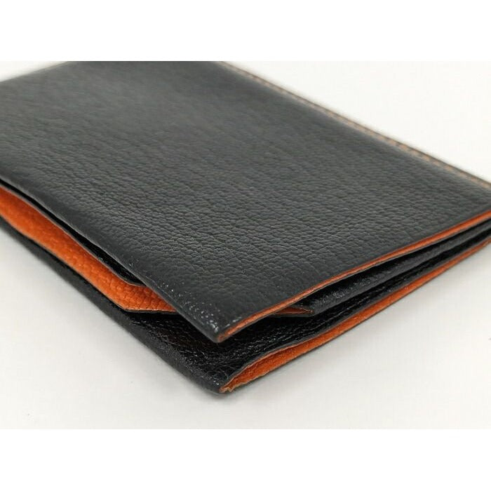 Hermes H Sellier Card Case Verso Leather Black Stamped — view 5