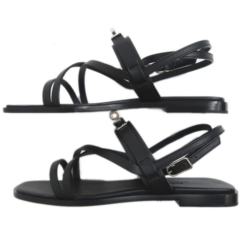 Hermes June Sandals Size 38 Black Cles Apparel Shoes — view 4