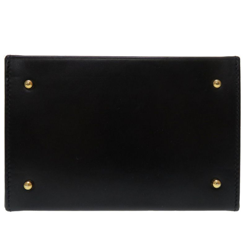 Gucci Lady Lock Leather Black Gold Hardware 000 01 0246 Vanity Bag Handbag — view 3