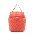 Chanel Rucksack Sac Backpack Quilted Orange Leather Chain