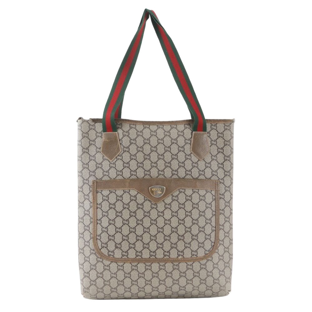 Gucci GG Plus Sherry Line Leather Tote Shoulder Business Document