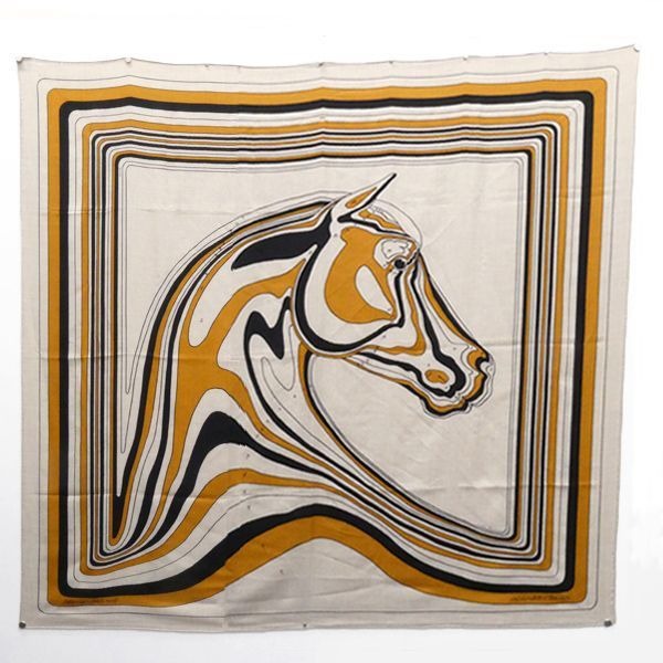 Hermes Carre Geant 140 Pegase Pegasus Landscape Cashmere Silk Horse
